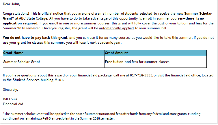 Grant letter